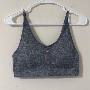 Danskin Intimates Grey Ribbed Scoop Neck Low Support Bra Size XL